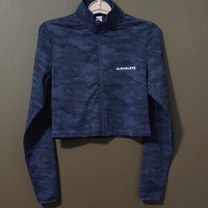 Alphalete Premium Crop Jacket Navy Camo MEDIUM